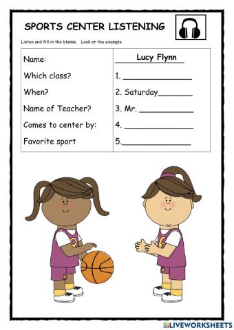 Sports Center Listening for Young Learners