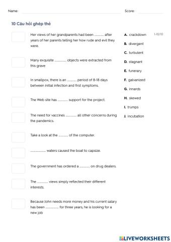 TRS6 - Part 2 - 4 themes - Vocab tests