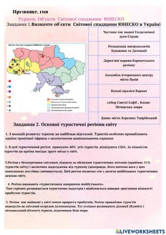 Туризм. Об'єкти Світової спадщини ЮНЕСКО