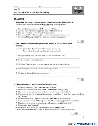 English Test 2 - Units 9 & 10