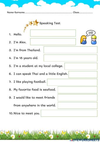 Speaking about introduce myself