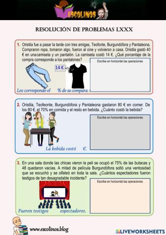 Matemáticas 5º. Resolución de problemas LXXX