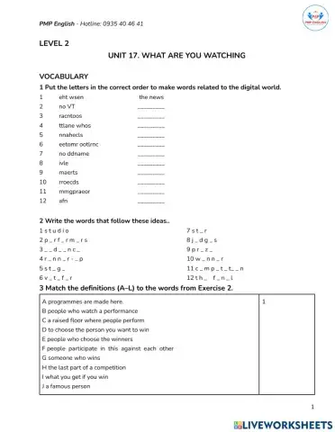Unit 17.2 WHAT ARE YOU WATCHING?