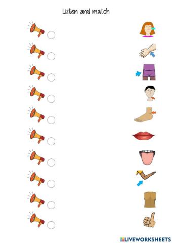 Listen and match body 3