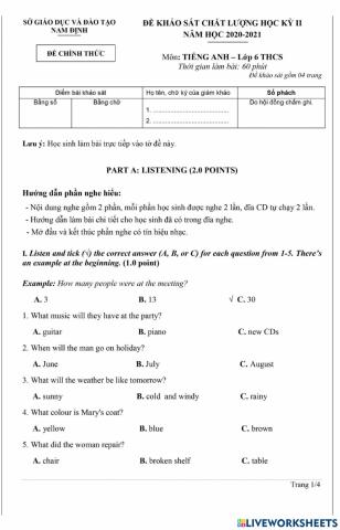 Kiem tra cuoi hoc ky 2 - lop 6