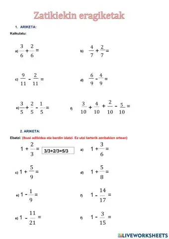 Zatikkiekin eragiketak