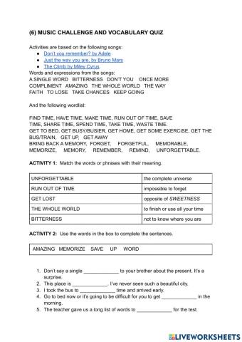 Music challenge and voc