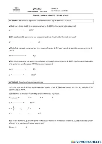 Ley de Newton y Ley de Hooke
