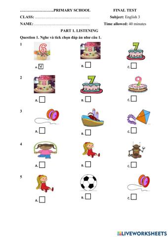 Test second semester 3rd