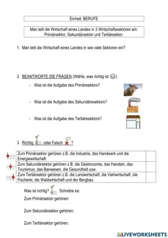 BERUFE: Wirtschaftssektören