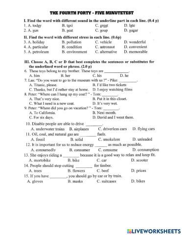 Lop 7- unit 11- test unit 11