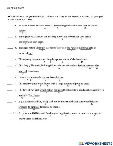 Esg-nouns review (toefl)