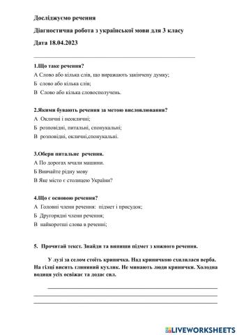 Діагностувальна робота