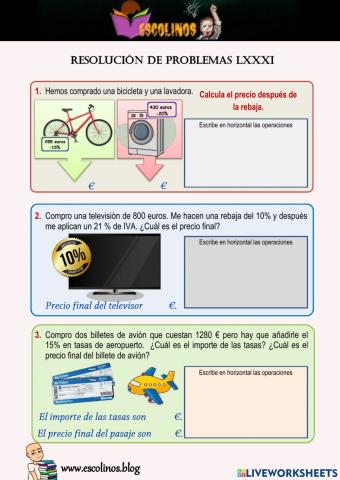 Matemáticas 5º. Resolución de problemas LXXXI