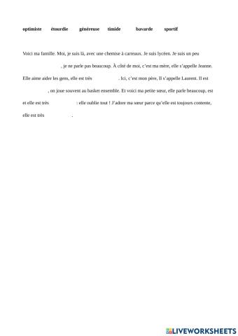 Adjectifs qualificatifs