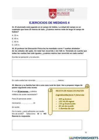 Ejercicios de medida