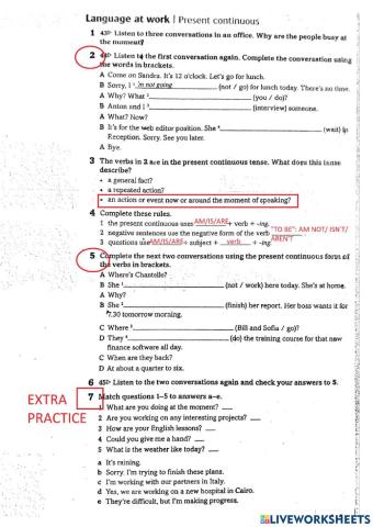 Present Continuous LISTENING