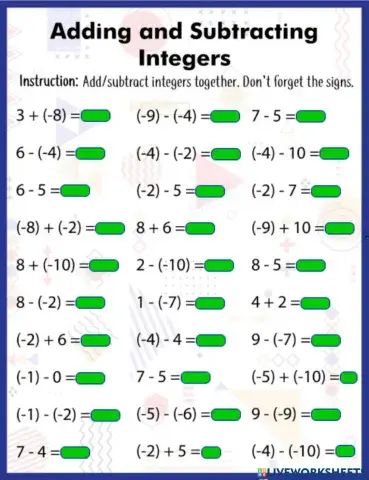 Adding & subtracting Integers