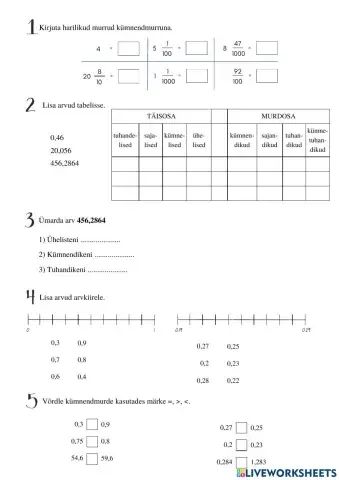 Kümnendmurdude kordamine