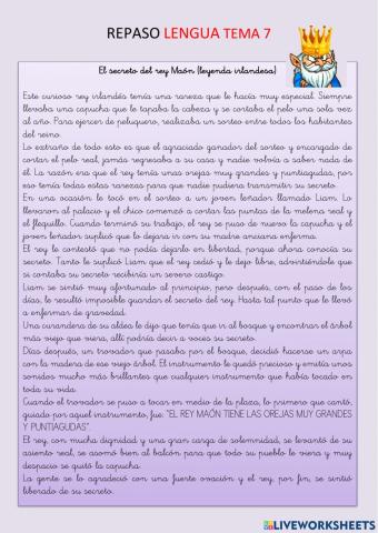 Comprensión lectora: El rey Maón