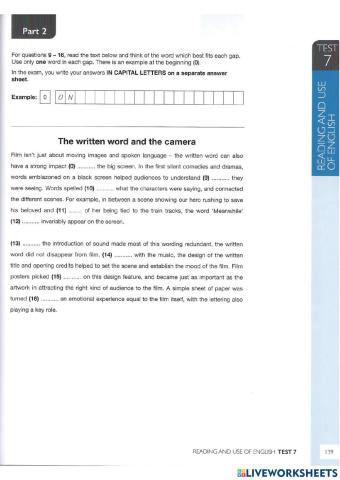 Practice tests:  Use of English test 7