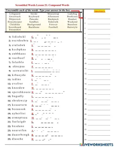 Lesson 21: Compound Words