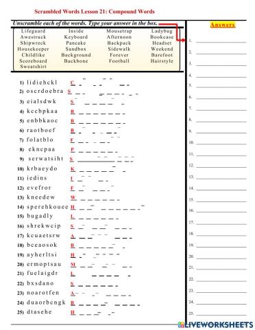 Lesson 21: Compound Words