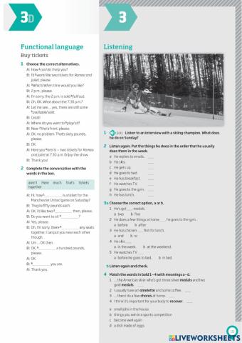 Roadmap A2 Unit 3d + Listening