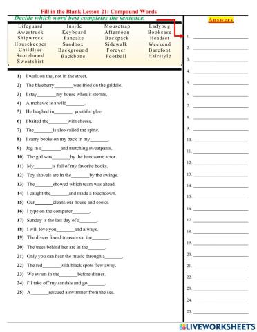 Lesson 21: Compound Words