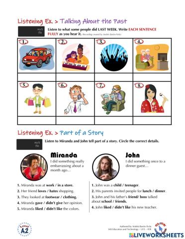 Listening Ex.: Past Simple - Talking about the Past