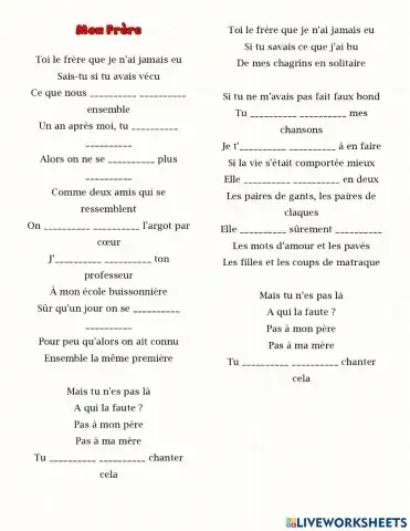 Chanson : Mon frère