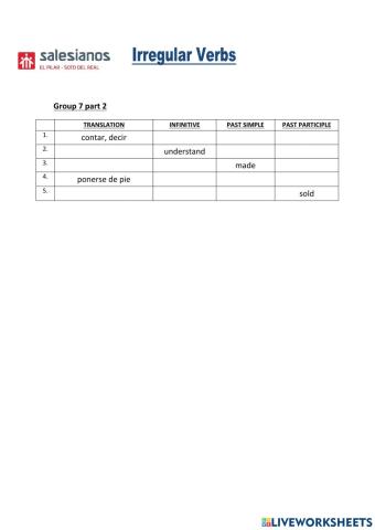 Irregular Verbs Group 7 part 2