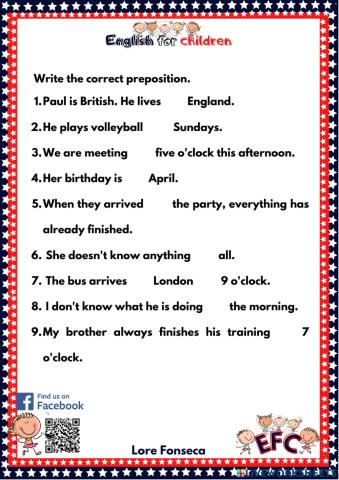 Prepositions in on at efc lore fonseca