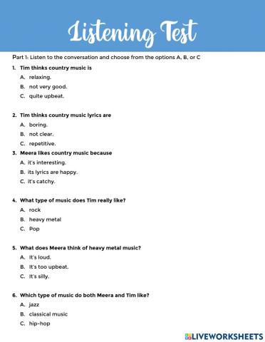 Listening test - Level 8