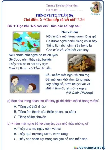 Tiếng Việt 2 (Tuần 29)