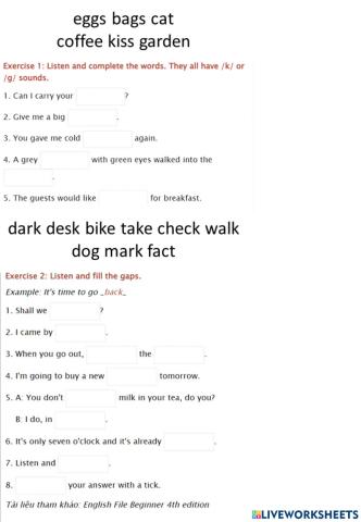 Listen and fill in the blanks