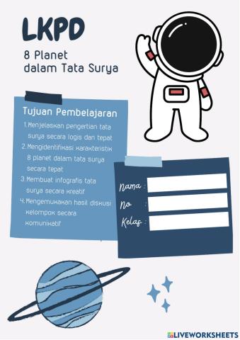 Lembar Kerja Planet pada Tata Surya