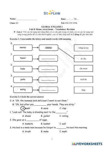 ONLINE-Foreign-W31-S2-U8-Vocabulary-Revision