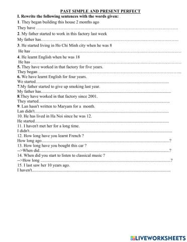 Past simple and present perfect