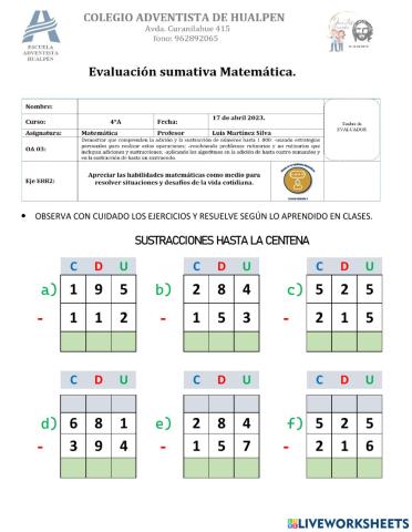 Adiciones y Sustracciones