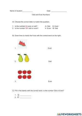 Odd and Even numbers