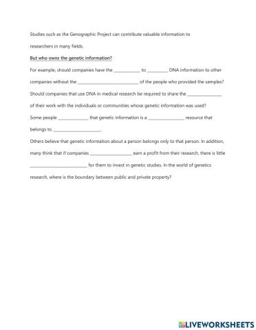 Ownership of Genetic Informtion