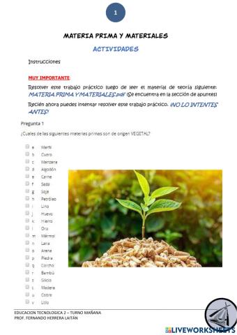 Materia Prima y Materiales