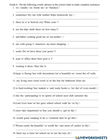 Grade 6 - Rewrite - Reorder No.1