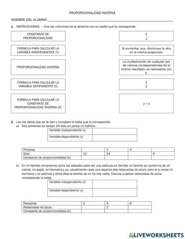 Proporcionalidad inversa