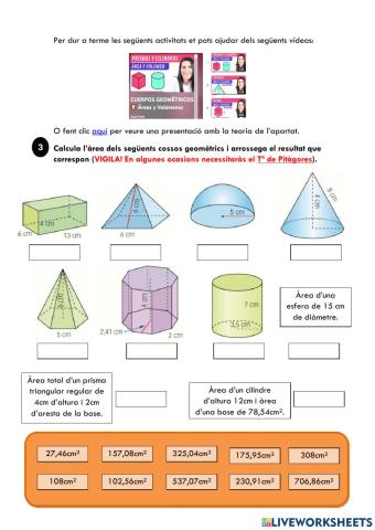 Àrea cossos geomètrics