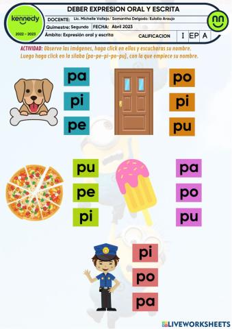 FORMACION DE PALABRAS (pa pe pi po pu)