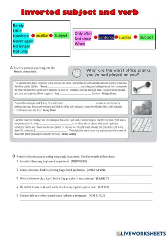 Subject and verb inversion