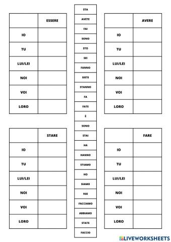Essere - avere - stare - fare