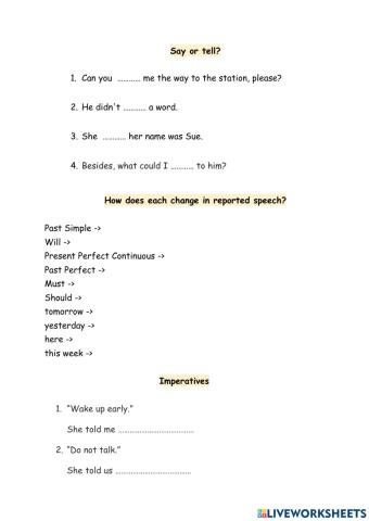 Reported speech short test Adam P